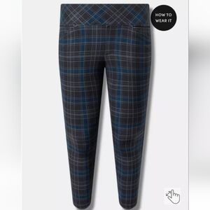 Torrid Women’s Size 00 Blue Plaid Pixie Luxe Pants w/ Compression Waistband